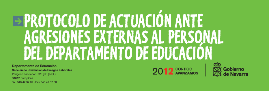 Este protocolo recoge las actuaciones a seguir en caso de que personal adscrito al Departamento de Educación sea objeto de alguna de las siguientes conductas en el ejercicio de su actividad profesional o como consecuencia directa de la misma, por parte de personas externas a la organización (alumnos, ex alumnos, usuarios, padres y madres, etc.). ' Violencia física ' Amenazas, insultos o conductas intimidatorias ' Daños materiales